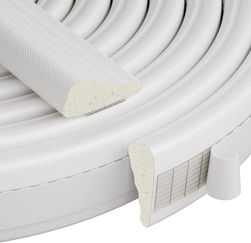 Conwang 3 Pcs 196" Wedge-Shape Weather Stripping Door Seal,Windows and Doors Insulation,Self Adhesive Insulation Foam Anti-Collision Strip,Weatherstrip Tape for Door Soundproofing,Noise Drafts Blocker,White - Image 1
